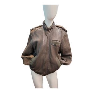 Members Only Vintage 80's Brown Leather Jacket Men's Size 38 Bomber Biker
